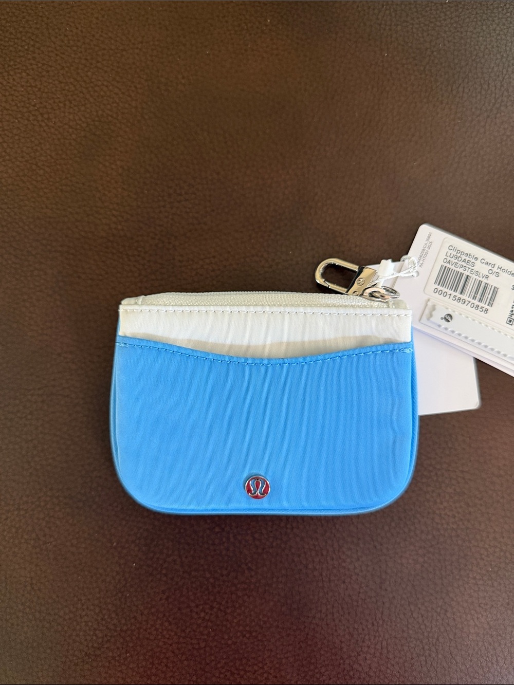 Lululemon Blue and White Clipable Card Holder